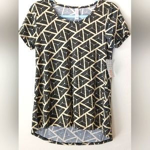 LulaRoe Beige Black Pullover Women Blouse Top NWT XS